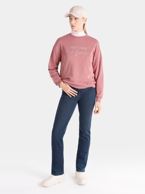 Regular Fit Baskılı Pembe Kadın Sweatshirt Cl1065885