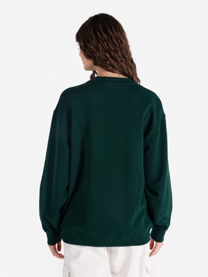 Regular Fit Baskılı Yeşil Kadın Sweatshirt