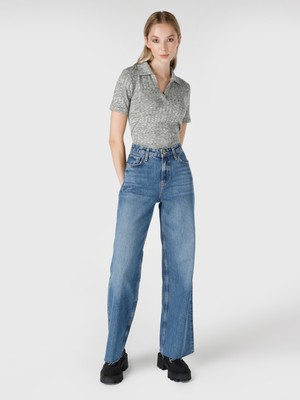 970 Berry Regular Fit Yüksek Bel Geniş Paça Mavi Kadın Jean Pantolon Cl1066403