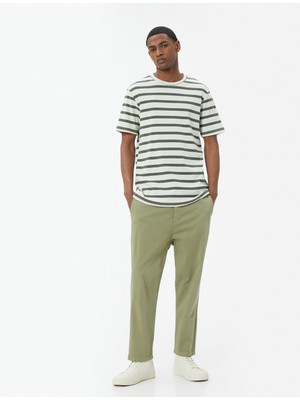 Koton Basic Tişört Slim Fit Çizgili Bisiklet Yaka Kısa Kollu