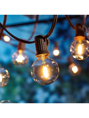 Solar G40 String Lights Güneş Enerjili Ampül Serisi 3 Metre 10 LED Lamba