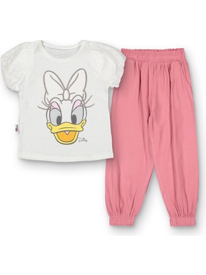 Alinna Kız Çocuk Takım Çocuk T-Shirt Pantolon Takım. Daisy Duck Çizgi Film Karakterli Desenli Takım.