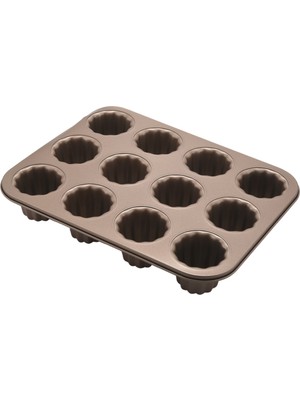 Faith Canele Kalıp Kek Tavası, 12 Kavite Yapışmaz Cannele Muffin Bakeware Fırında Pişirme Için Cupcake Tava (Şampanya Altın) (Yurt Dışından)