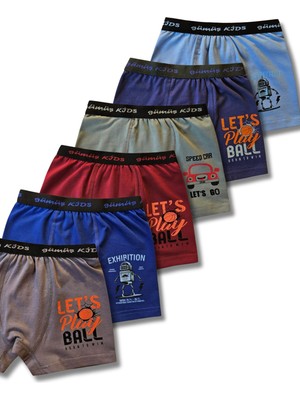 Giza Kids Erkek Çocuk Karışık Renkli Boxer Külot İç Çamaşıt 6lı Set