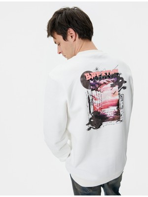 Koton Arkası Baskılı Sweat Uzakdoğu Temalı Bisiklet Yaka