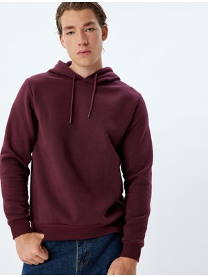Koton Kapşonlu Sweatshirt Basic Şardonlu Pamuk Karışımlı