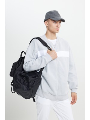 Altınyıldız Classics Erkek Açık Gri Oversize Bol Kesim Içi Polarlı 3 Iplik Kolej Yaka Desenli Sweatshirt Ceket
