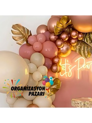 Balon Seti Rose Gold-Deniz Kumu-Rosewood 100 Lü Balon Zinciri Seti