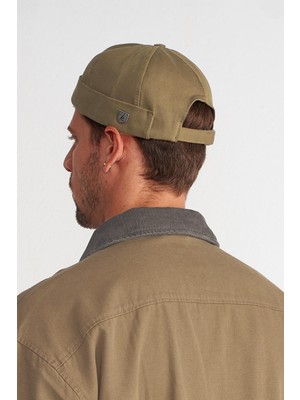 Külah Koyu Kahve %100 Pamuk Cap Docker Şapka Cırtlı