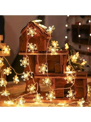 LED Snowflake String Lights 6 Metre Kar Tanesi LED Aydınlatma