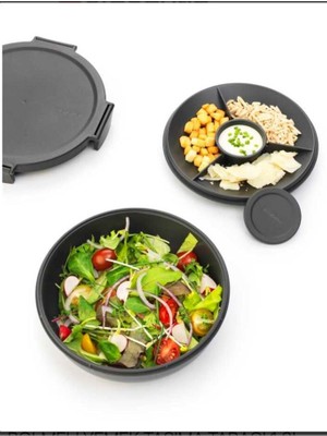 Brabantia Make Take  Dark Grey Plastik Bölmeli Yemek Taşıma Tabağı 1.3l