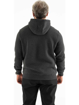 Longberg Erkek 3 Iplik Şardonlu Kapüşonlu Basic Sweatshirt