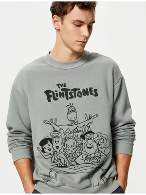 Koton Çakmaktaşlar Bisiklet Yaka Sweat Rahat Kesim Lisanslı Baskılı