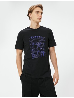 Koton Anime Tişört Bisiklet Yaka Kısa Kollu Pamuklu