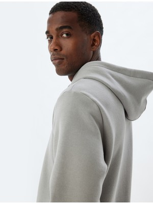 Koton Kapşonlu Sweatshirt Basic Şardonlu Pamuk Karışımlı