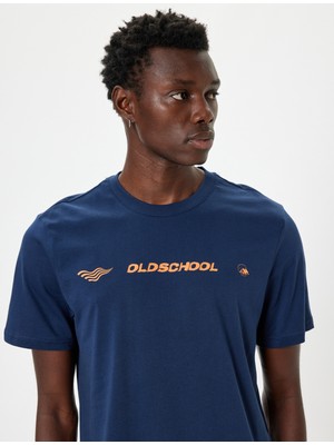 Koton Slogan Baskılı Tişört Bisiklet Yaka Kısa Kollu Pamuklu