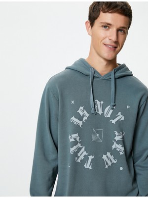 Koton Kapşonlu Sweatshirt Slogan Baskılı Uzun Kollu