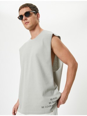 Koton Kolsuz Tişört Basic Slogan Baskılı Bisiklet Yaka Pamuklu