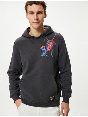 Koton Spiderman Oversize Hoodie Kanguru Cepli Lisanslı Baskılı
