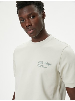 Koton Oversize Tişört Slogan Baskılı Kısa Kollu Bisiklet Yaka Pamuklu