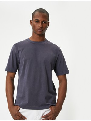 Koton Yıkamalı Tişört Bisiklet Yaka Kısa Kollu Pamuklu