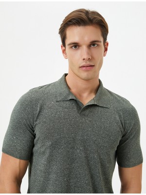 Koton Polo Yaka Ince Triko Tişört Slim Fit Kısa Kollu Kırçıllı