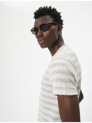 Koton Dokulu Tişört Bisiklet Yaka Kısa Kollu Desenli