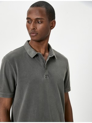 Koton Polo Yaka Tişört Düğmeli Kısa Kollu Pamuklu