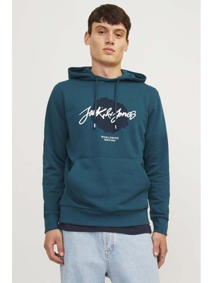 Jack & Jones Jjtıley Sweat Hood Ln Mavi Erkek Sweatshirt