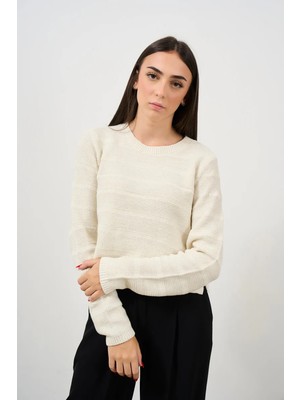 Only Kadın Onlmanja Yandan Bağlamalı Bisiklet Yaka Örme Kazak 15324444 Ekru