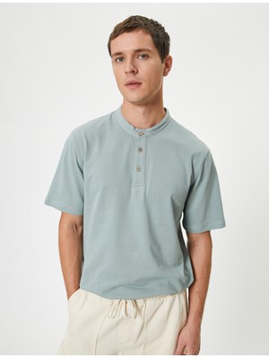 Koton Slim Fit Tişört Hakim Yaka Kısa Kollu Pamuklu