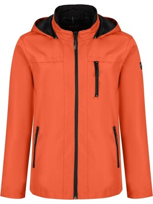 Erkek Turuncu %100 Su Geçirmez Iç Cepli Çıkartılabilir Kapüşonlu Yazlık Mont