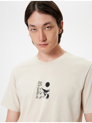 Koton Slogan Baskılı Tişört Kısa Kollu Bisiklet Yaka Pamuklu