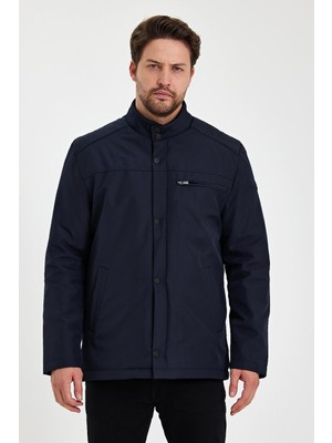 Lacivert Içi Kalın Kürklü Klasik Rüzgar ve Su Geçirmez Mont&kaban