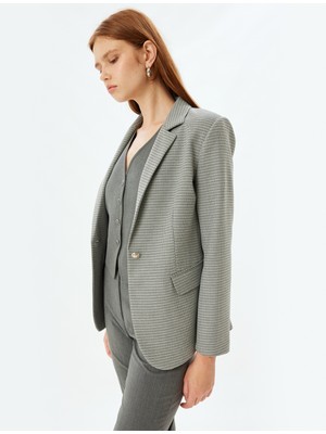 Koton Blazer Ceket Kruvaze Ters Yaka Kapaklı Cep Detaylı