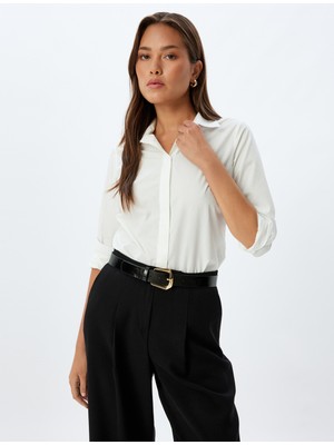 Koton Basic Poplin Gömlek Uzun Kollu Pamuklu Regular Fit