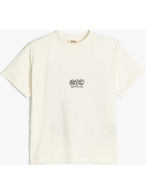 Koton Tişört Şehir Baskılı Kısa Kollu Bisiklet Yaka Pamuklu