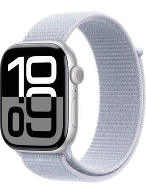 Apple Watch Series 10 GPS 42 mm Gümüş Rengi Alüminyum Kasa ve Bulut Mavisi Spor Loop Sağlık Takibi Özellikleri ile