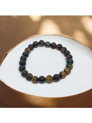 Kaplan Gözü Doğal Taş Bileklik (8mm Küre Kesim)