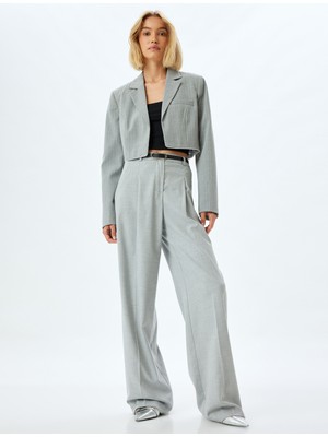 Koton Kumaş Palazzo Pantolon Yüksek Bel Cep Detaylı Viskon Karışımlı