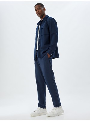 Koton Slim Fit Pantolon Beli Bağcıklı Cep Detaylı Pamuk Karışımlı