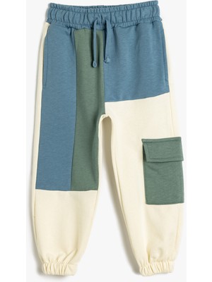 Koton Jogger Eşofman Altı Beli Bağlamalı Renk Bloklu Cep Detaylı
