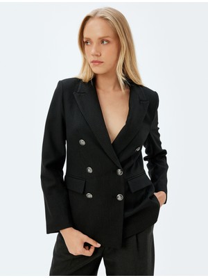 Koton Kruvaze Blazer Ceket Kapaklı Cep Detaylı Regular Fit