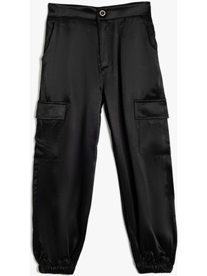 Koton Jogger Pantolon Kız Çocuk İçin Kargo Cepli Viskon Kumaş Regular Fit Model