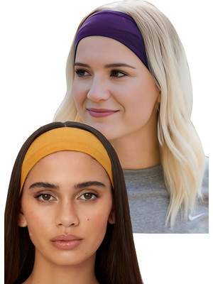 Salvia Dione 2'li Spor Saç Bantları - Kadın & Erkek Spor Tenis Yoga Koşu Makyaj Cilt Maskesi Yüz Yıkama Tarz Ter Kafa Bandı Unisex Kombin Esnek Saç Bandı Seti