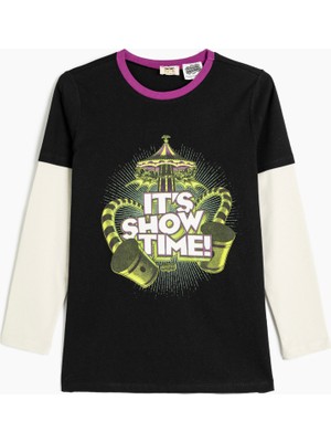 Koton Beetlejuice Tişört Lisanslı Uzun Kollu Bisiklet Yaka Pamuklu