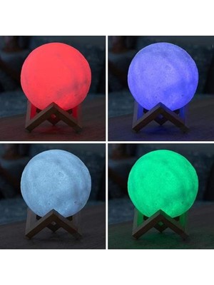 3D Touch Control Moon Table Lights 16 Renkli Dokunmatik Ay Görünümlü Dekoratif Lamba