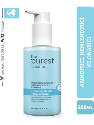 The Purest Solutions, Nemlendirici ve Bariyer Onarıcı Kuru ve Karma Ciltler için Hyaluronik Asit Temizleme Jeli 200 ml (%0,5 Hyaluronic Acid, %0.5 Sodium PCA Ceramide)