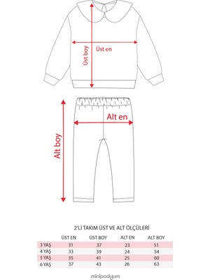 Minipodyum Brode Yakalı Fırçalı Kaşkorse Kız Çocuk Alt Üst Ikili Taytlı Takım