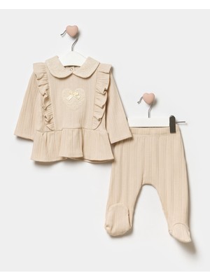 Minipodyum Kız Bebek Patikli Yeni Doğan Pamuklu Alt Üst Takım